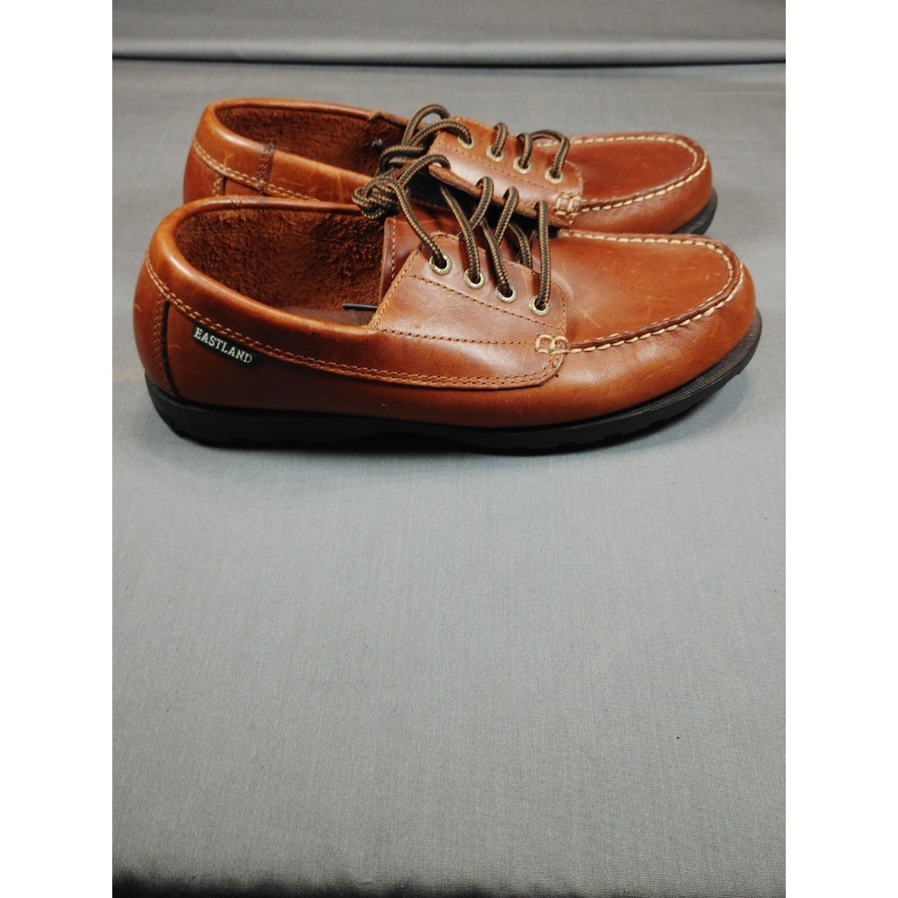 Eastland Falmouth Camp Moc Boat Shoes Men 8.5 Brown Anti Slip Leather Lace Up
